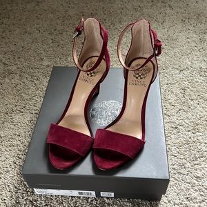 Vince Camuto red suede heels.